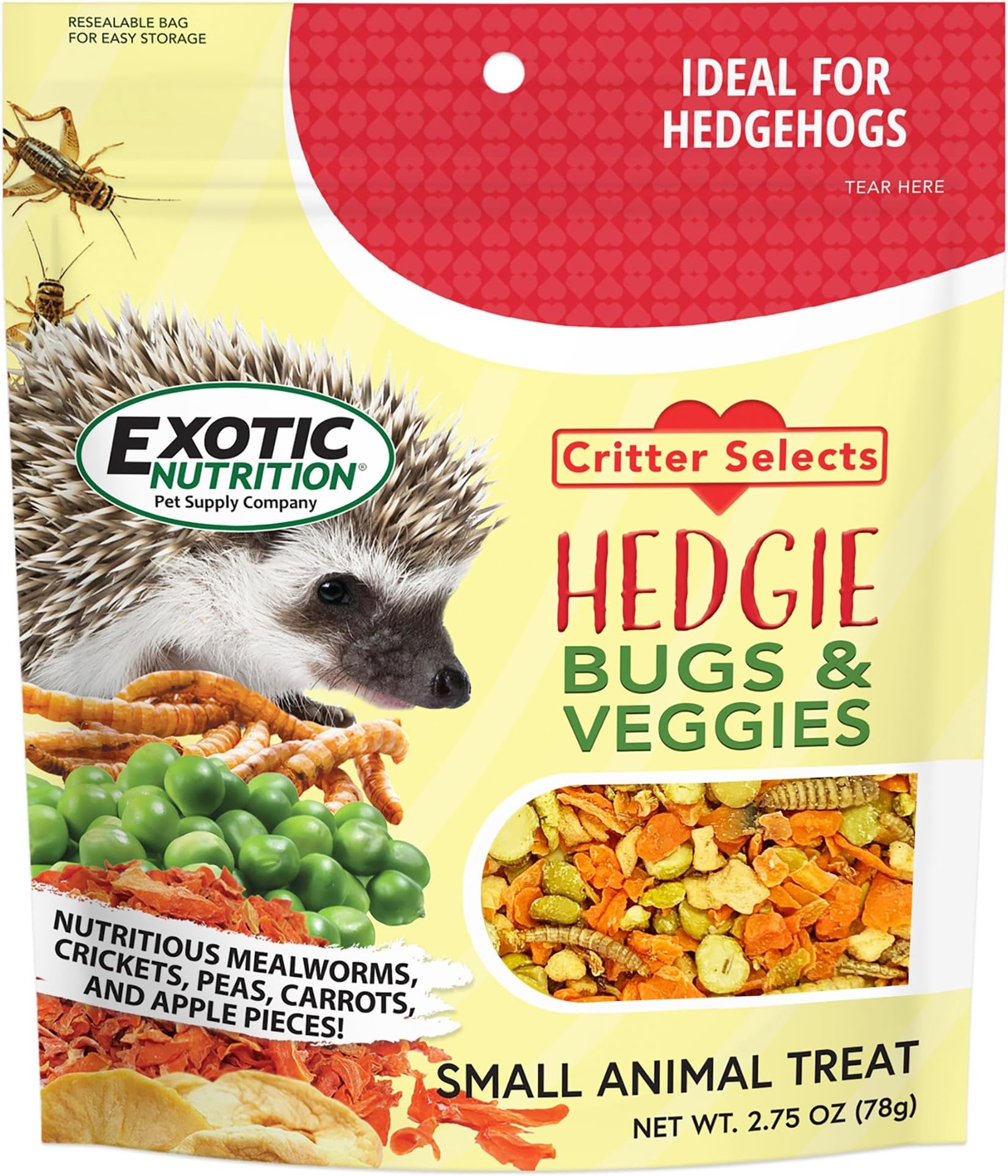 EXOTIC NUTRITION Critter Selects Hedgie Bugs & Veggie 2.75 oz.