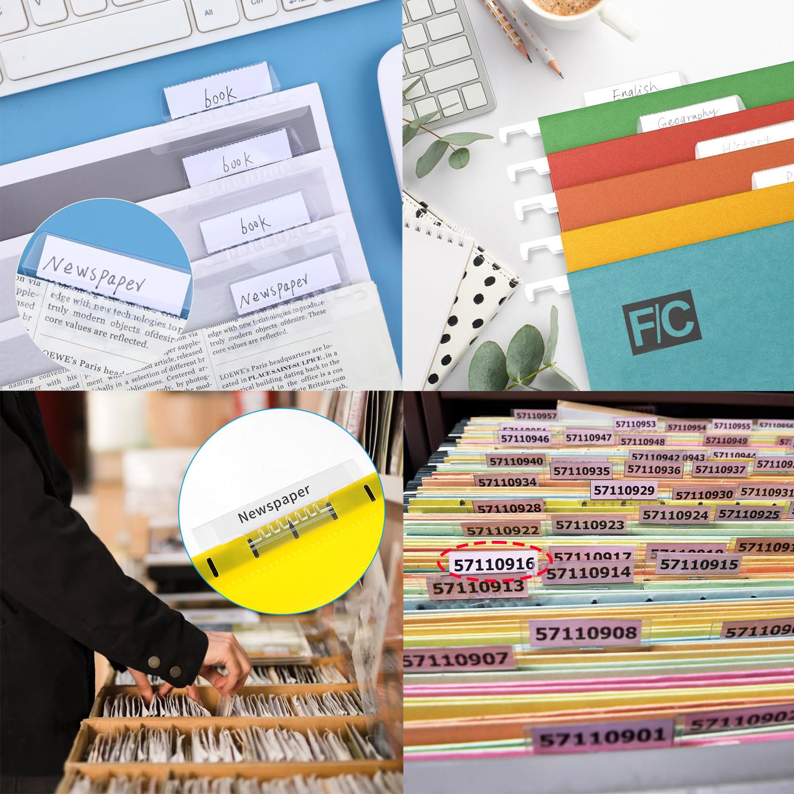 File Folder Labels 55-Piece Hanging File Folder Tabs With Inserts - 2 ...