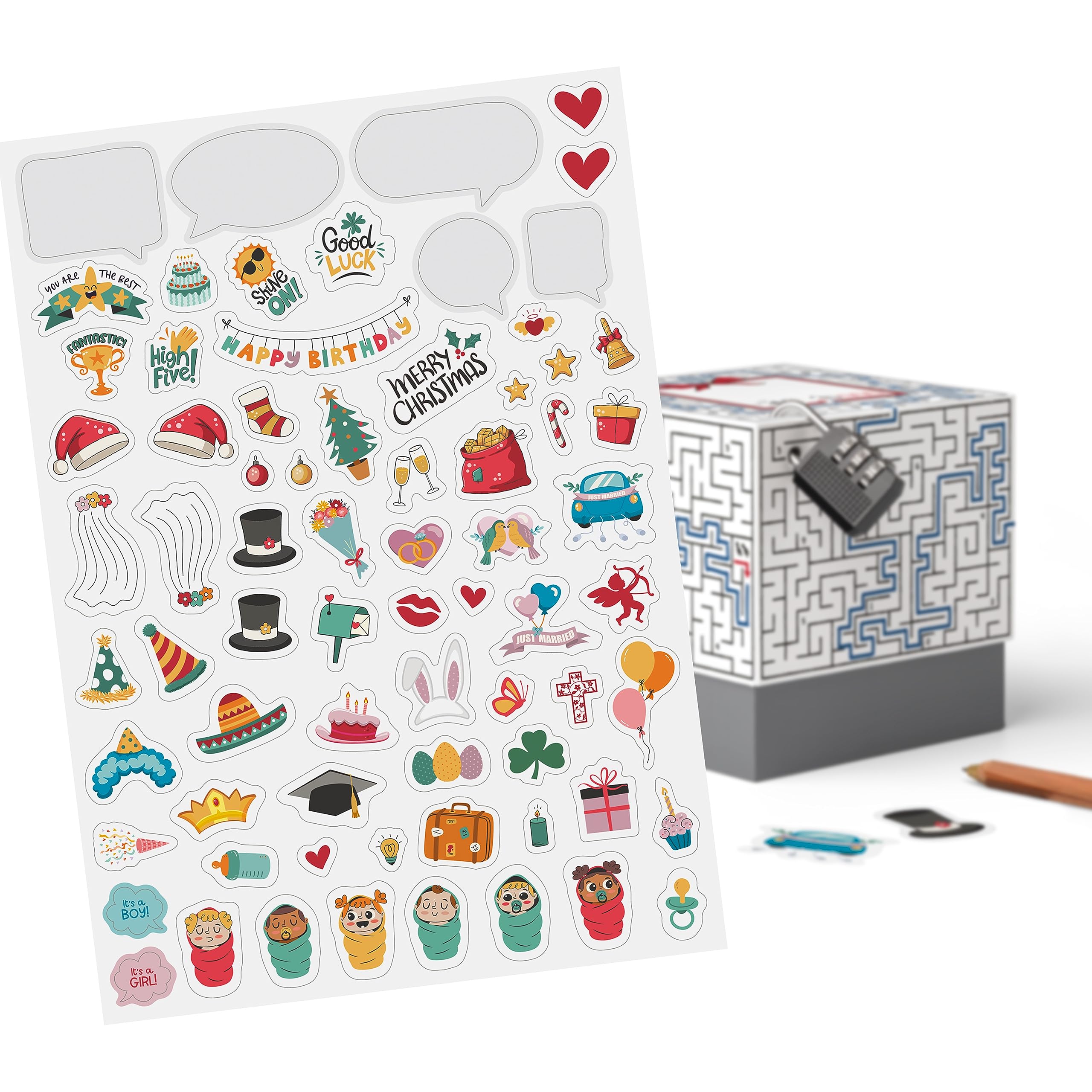 SURPRISA Caja de regalo, caja de rompecabezas, embalaje de regalo para vales, rompecabezas de laberinto, tamaño S (12 cm)