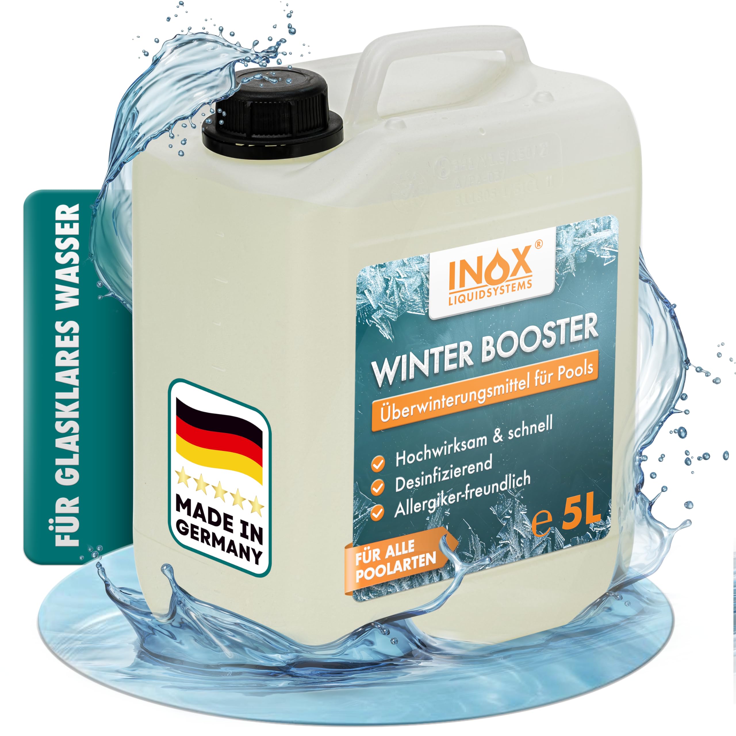 INOX® Pool Wintermittel 5L | Hochwertiges Pool Überwinterungsmittel & Algizid für Pool | Effektives Wintermittel für Poolpflege im Winter