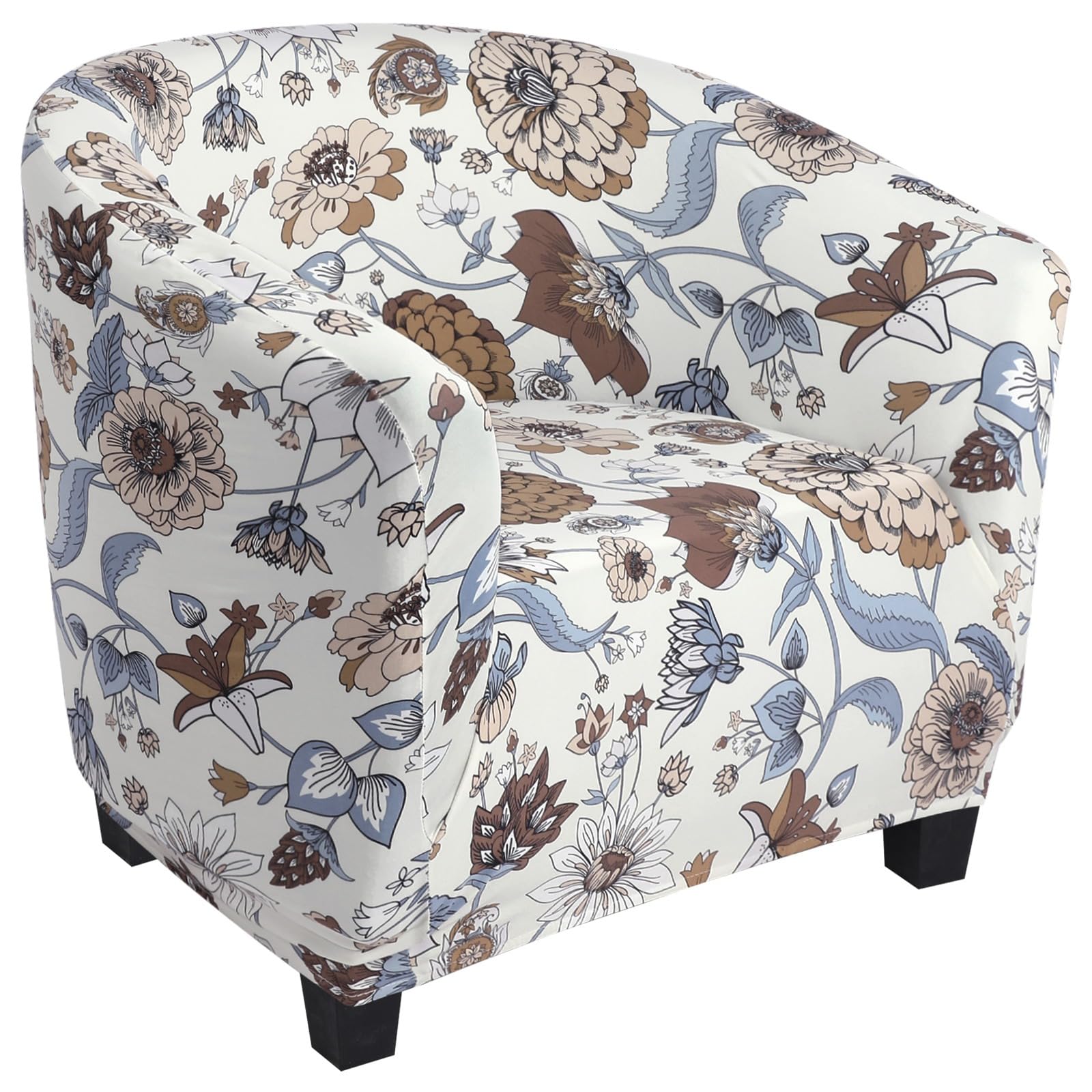 SearchI Club Chair Slipcover Stretch Barrel Chair Covers Printed Tub Chair Slipcovers Soft Spandex Armchair Sofa Cover Removable Couch Furniture Protector for Living Room (Big Flower)