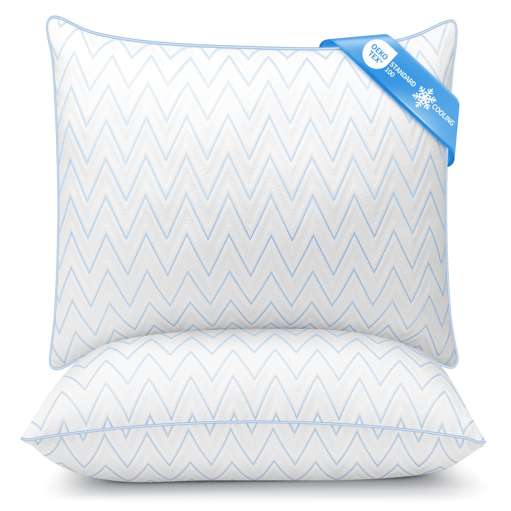 TESQ Oreiller 60x60 cm Lot de 2 Oreillers Moelleux et Respirants, Garnissage 70% 7D et 30% 1.33D Fibre Polyester, Confort et Soutien Équilibré, Adapté à Toutes Les Positions de Sommeil