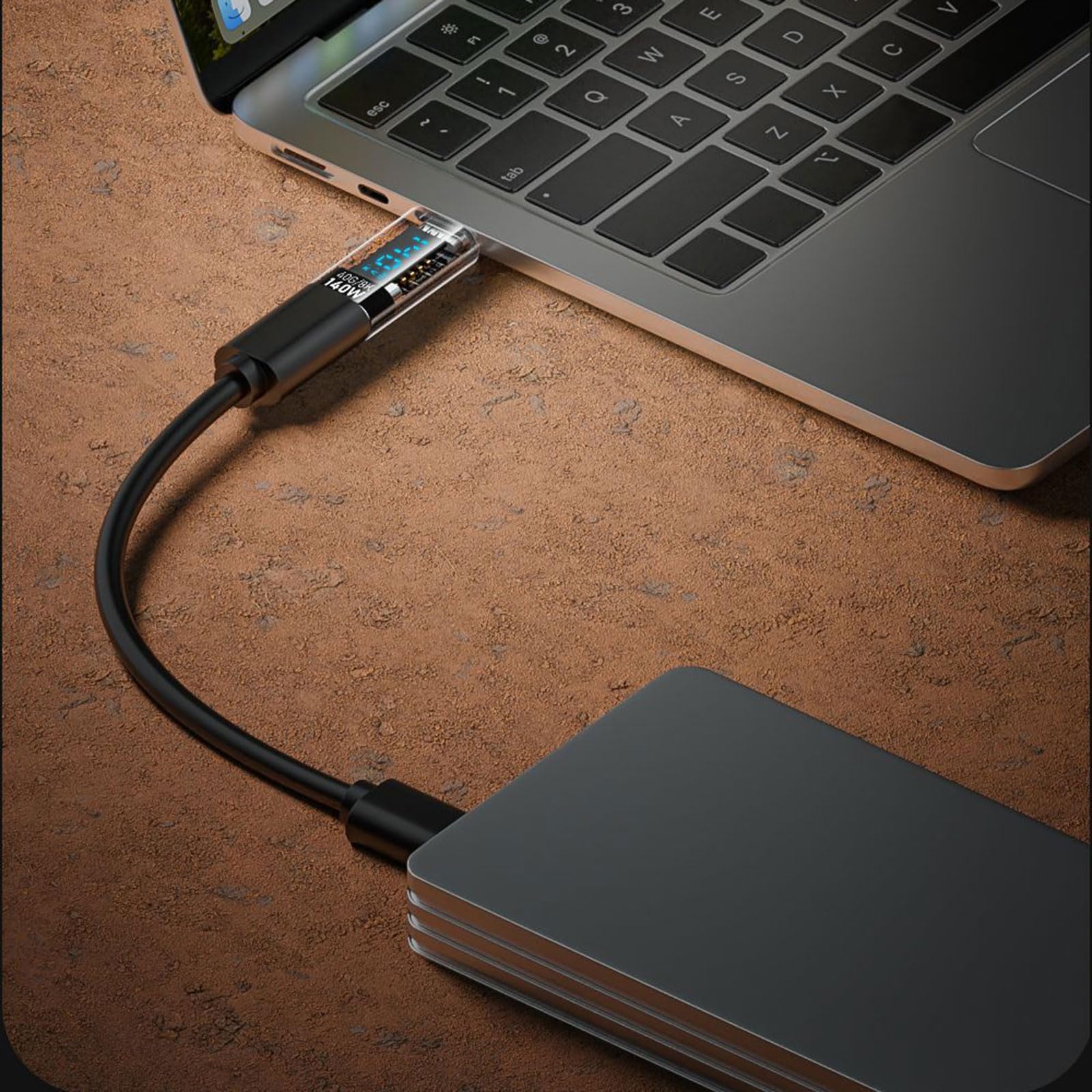 KAHDGSS Clear USB Male to Female Adapter with Digital Display 140W Power Supply 40Gbps Data Transfer Converter