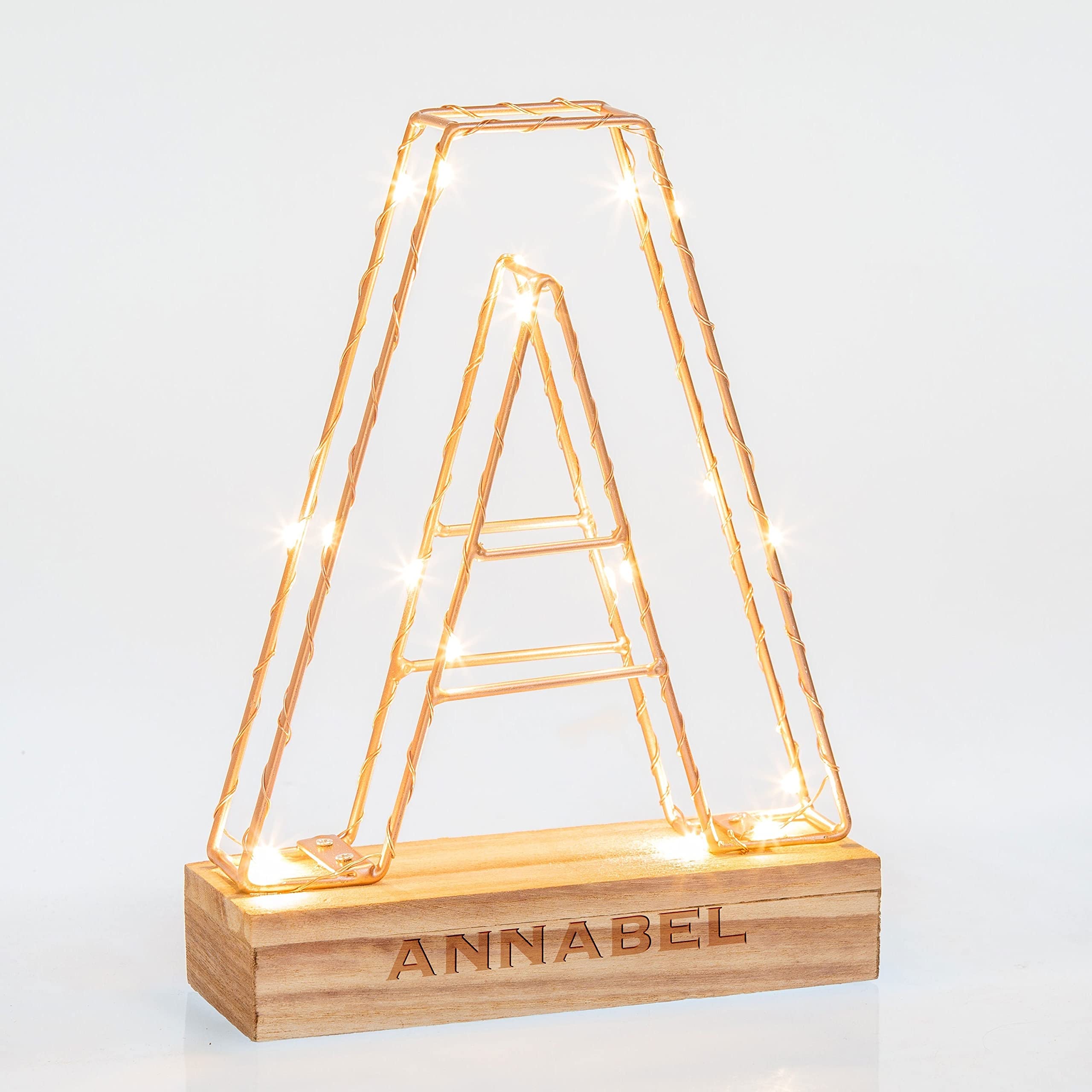 Echo Three Personalised Light Up Letter Light A | Custom Name Copper Light Up Letter A | Bedroom Living Room Lighting Ideas | LED Alphabet Light