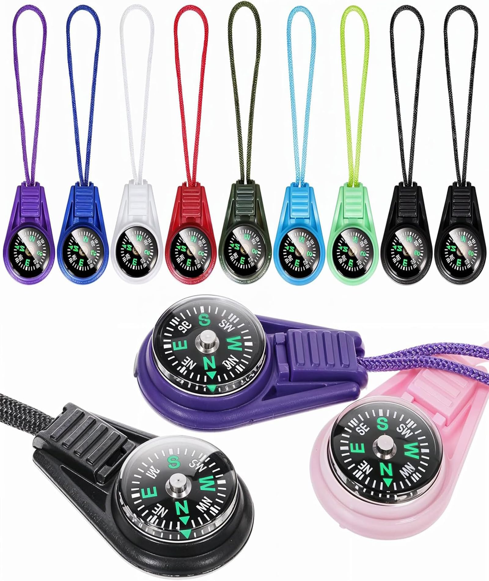 10PCS Compass for Directions, Compass, Compass Keychain, Mini Magnetic Compass Keychain for Kids, Portable Multi-Color Pocket Compass for Hiking, Outdoor Survival, Camping and Party