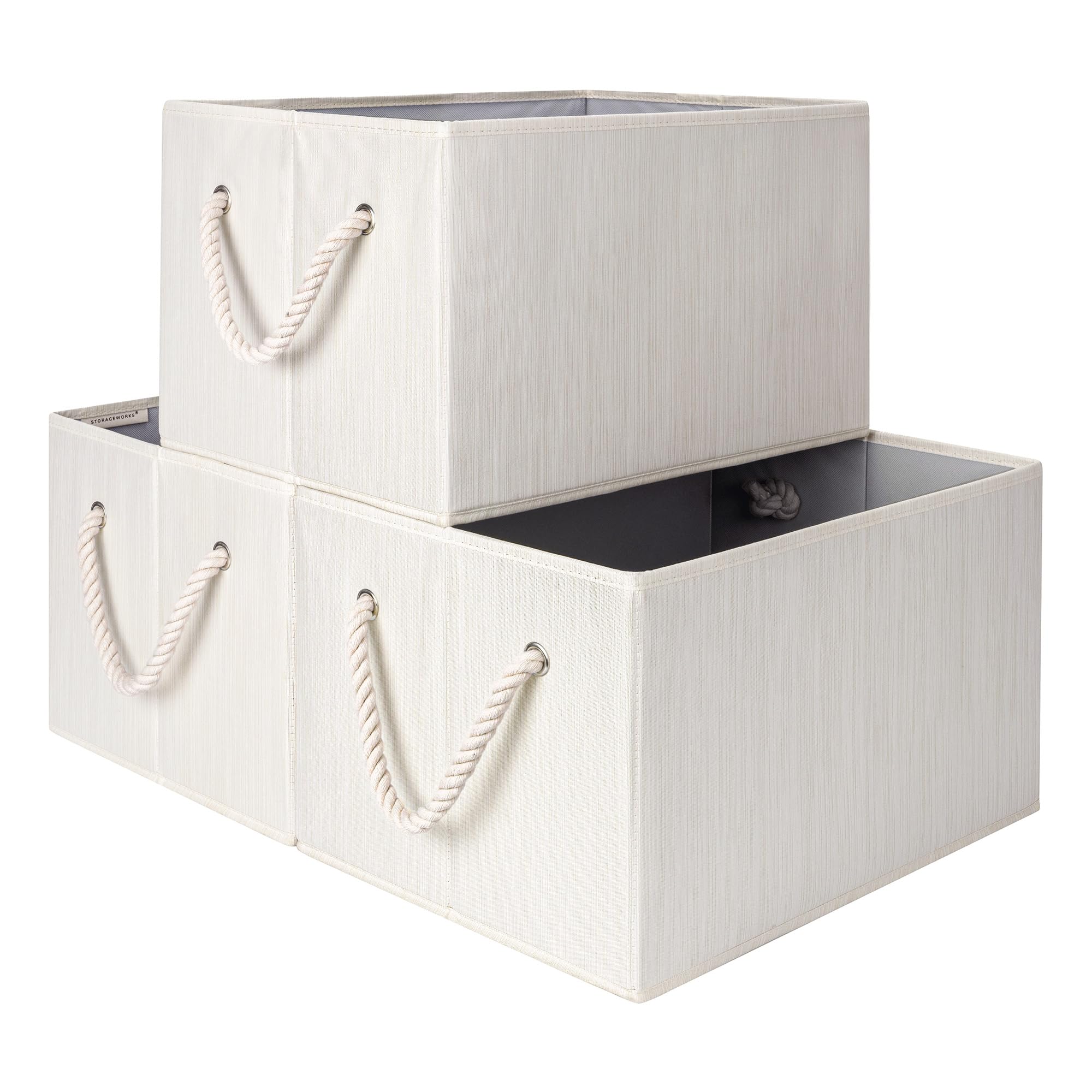 StorageWorks Große Aufbewahrungsbox Stoff, Faltbare Aufbewahrungsbox mit Griffen, Kleiderschrank Organizer, dekorative Korb Aufbewahrung, Korb für Kleidung