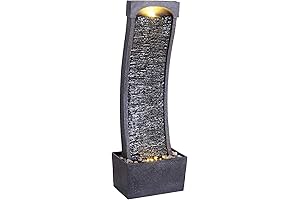 Teamson Home 38.58" Modern Curved Faux Slate Waterfall Fountain for Indoors or Outdoors