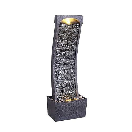 Teamson Home 38.58 in. Modern Curved Faux Slate Waterfall Fountain