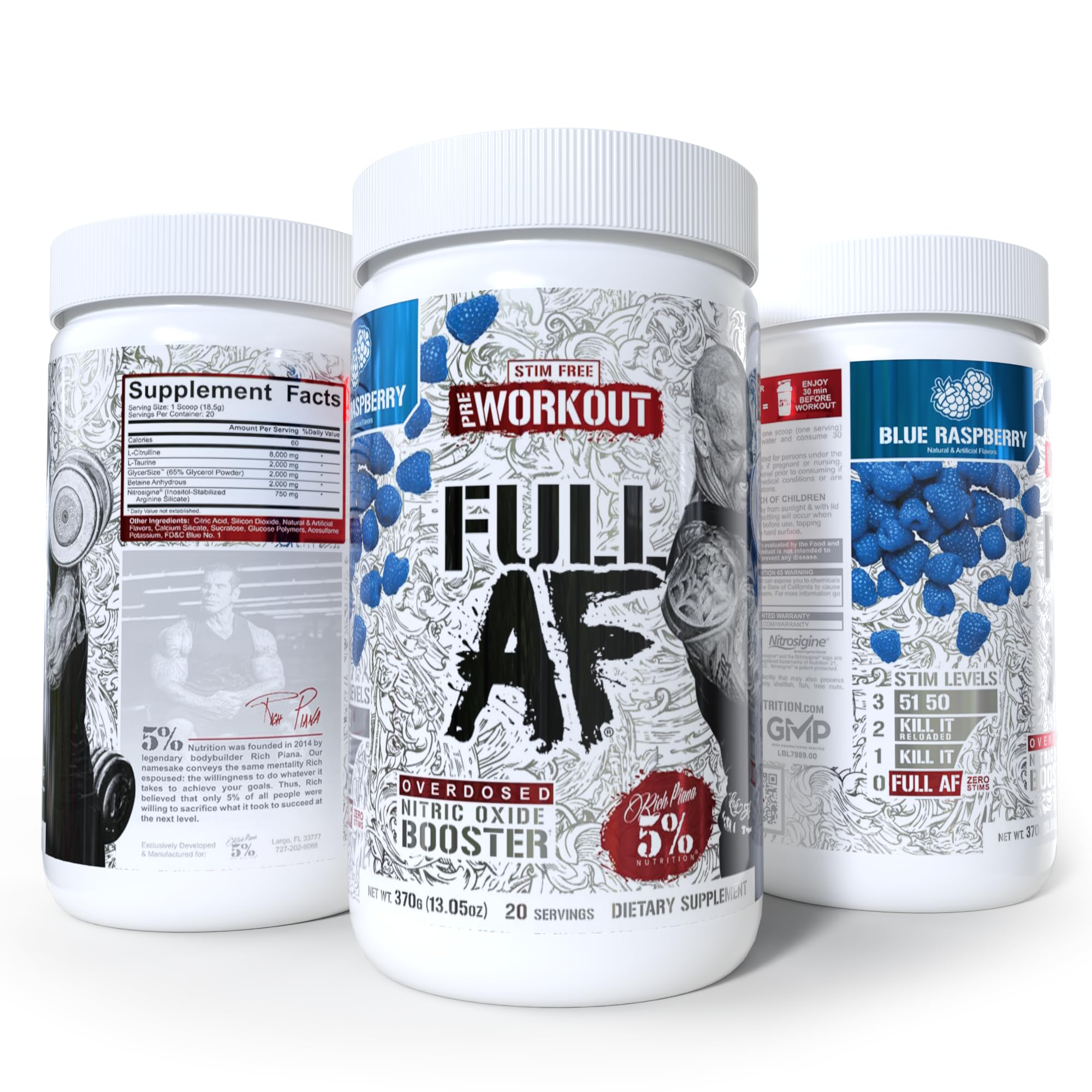 5% Nutrition FullAF Stim Free Pre Workout (Blue Raspberry) — Amazon image 5