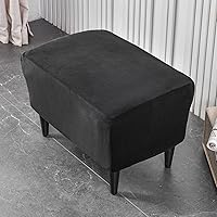 Vista 2 de Fundas otomanas elásticas, funda otomana de terciopelo, funda rectangular de almacenamiento para taburete, funda para reposapiés para sala de estar