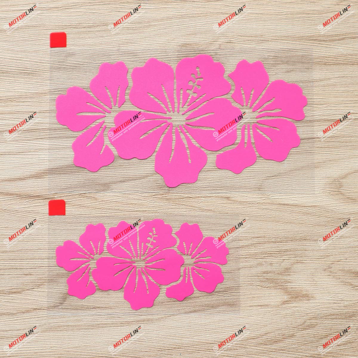 Three Hibiscus Flowers Hawaiian Decal Vinyl Sticker - 2 Pack Hot Pink, 4 Inches, 6 Inches - Hawaii Aloha Style B for Car Boat Laptop