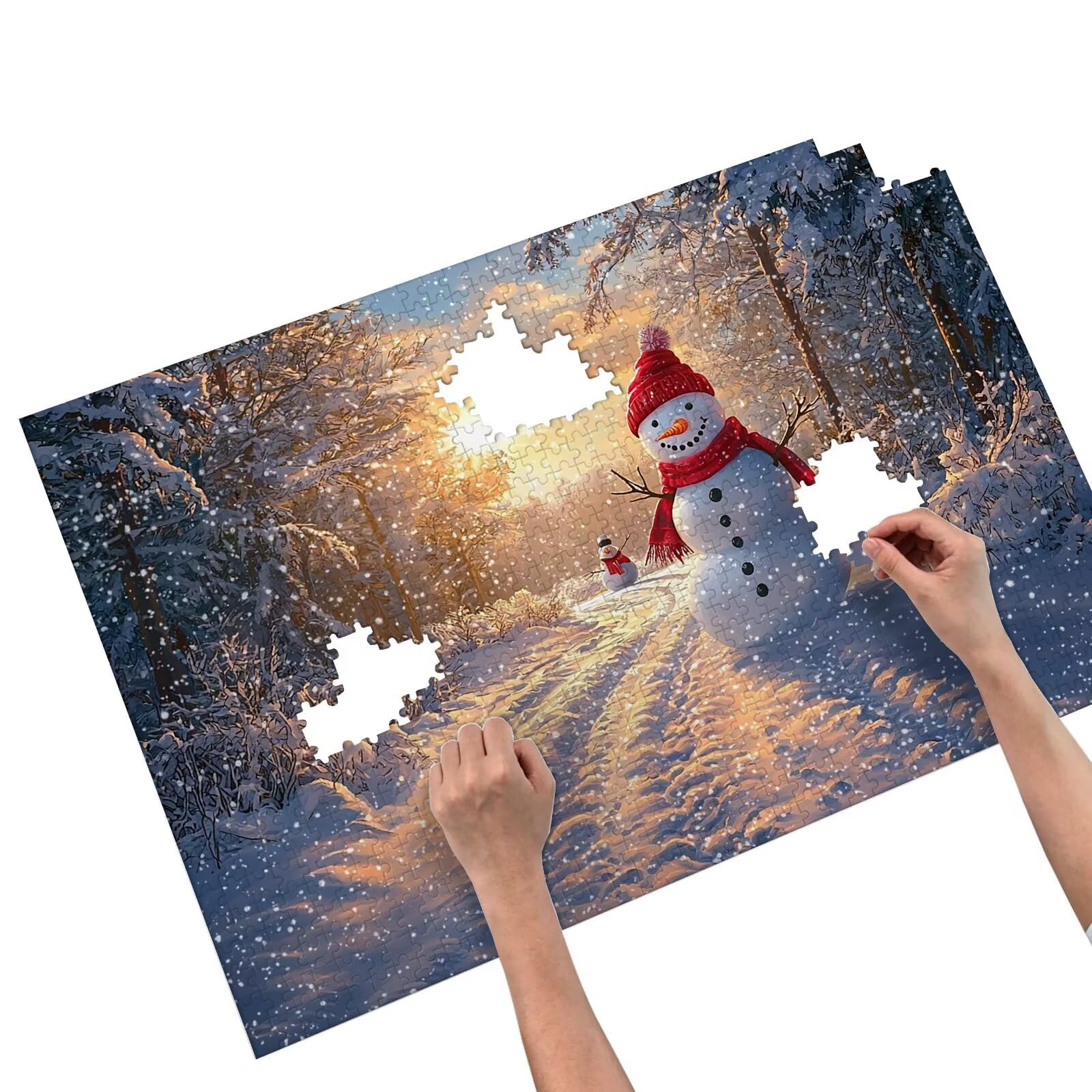 Puzzle 2000 Pezzi per Adulti, Puzzle Pupazzo di Neve in Legno per Adulti, Rompecapo in Legno Impegnativi, Giochi Educativo per Famiglie, Rompecapo con Scatola Regalo per Decorazioni Casa, Regalo, T-88