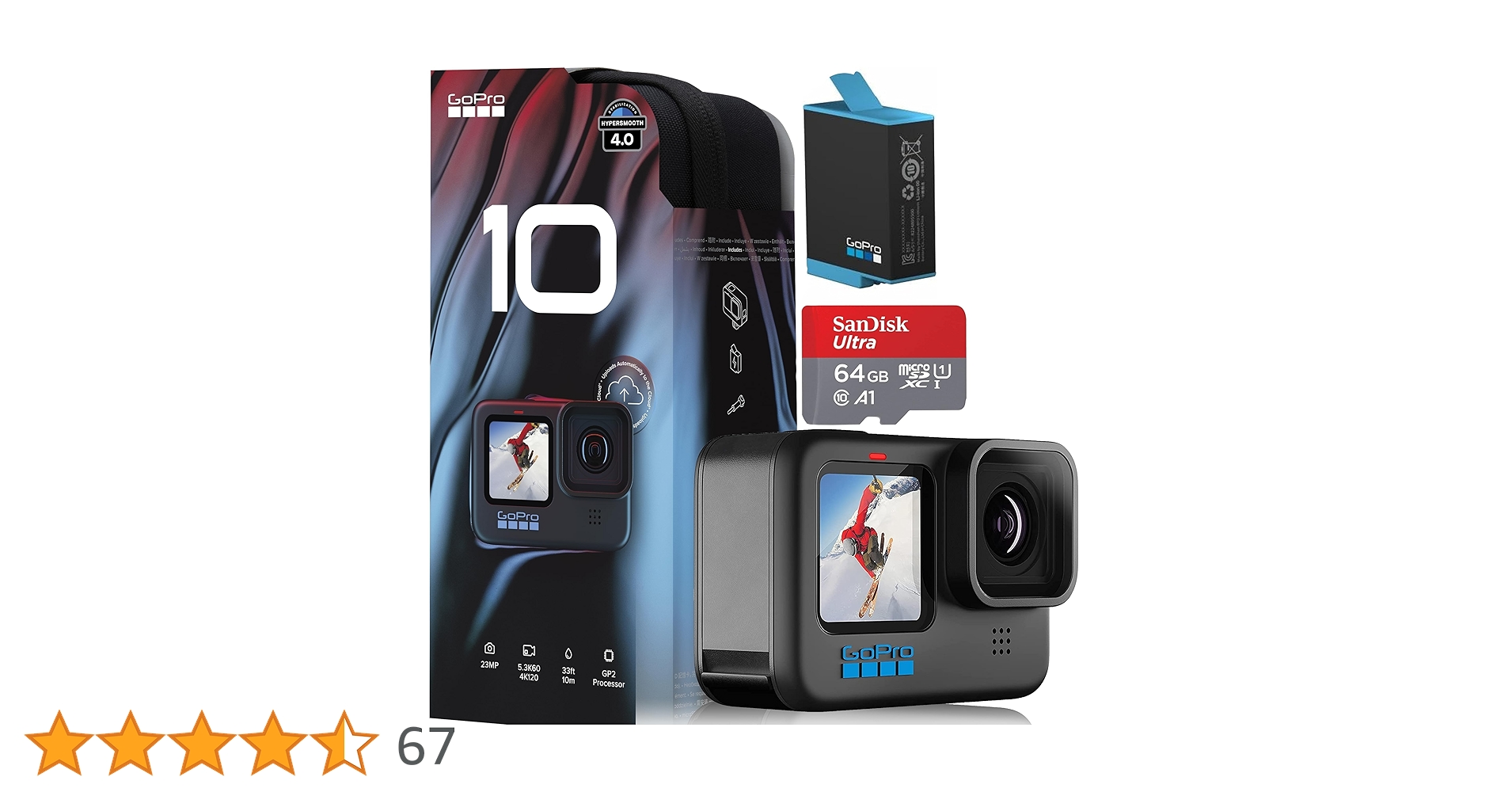 GoPro HERO10　+ 64GB sd card超美品 GoPro HERO10 Black — Waterproof Action Camera with Touch