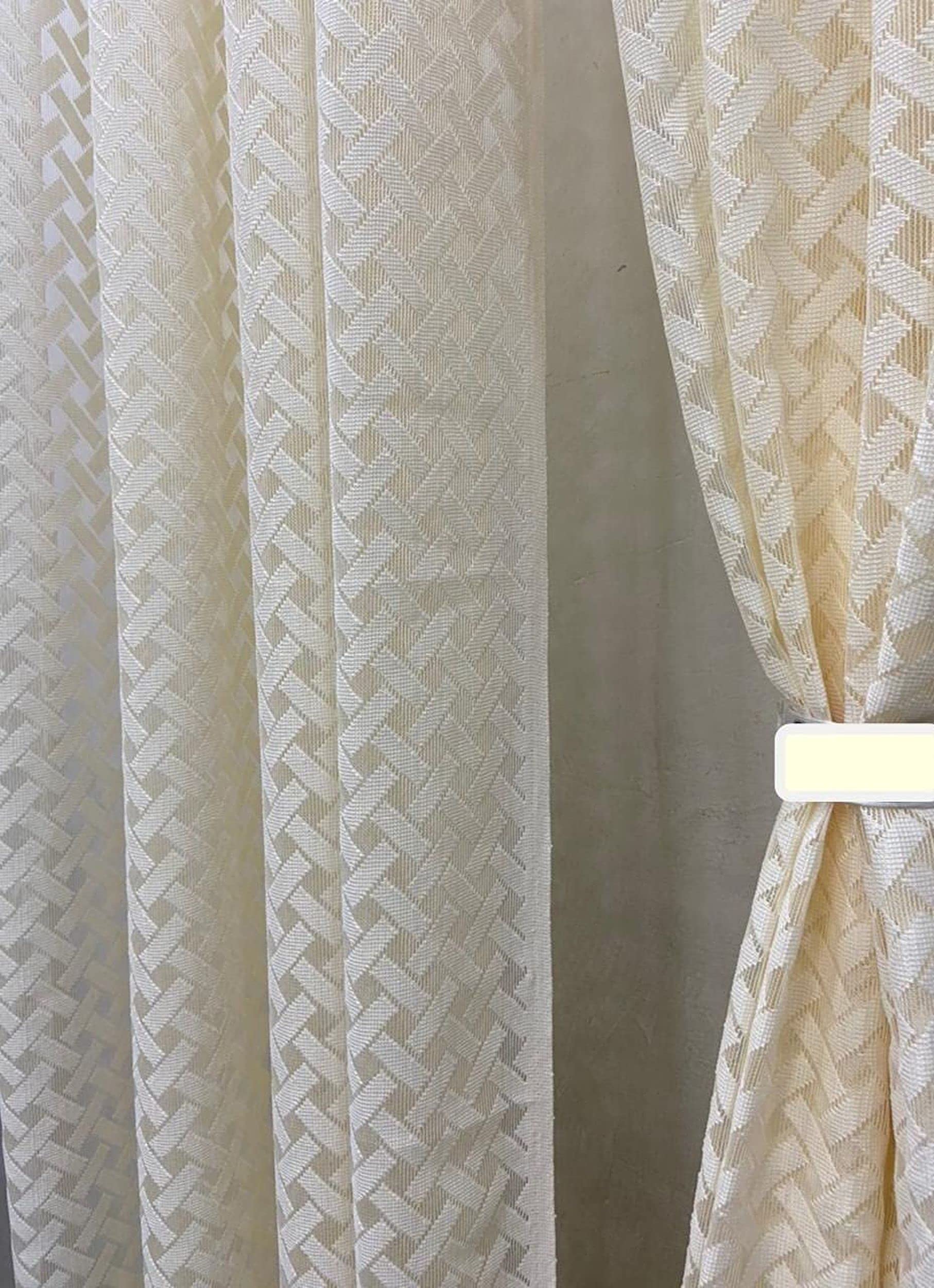 UNNAK Net Transparent Curtain Drape For Long Door 9Ft | Sheer Panels For Home And Office Decor | Grommet Curtains For Living Room Kitchen Hall, Pack Of 2, 4 X 9 Feet (Cream Cross) (B09QSTWD3D) Amazon Price History, Amazon Price Tracker