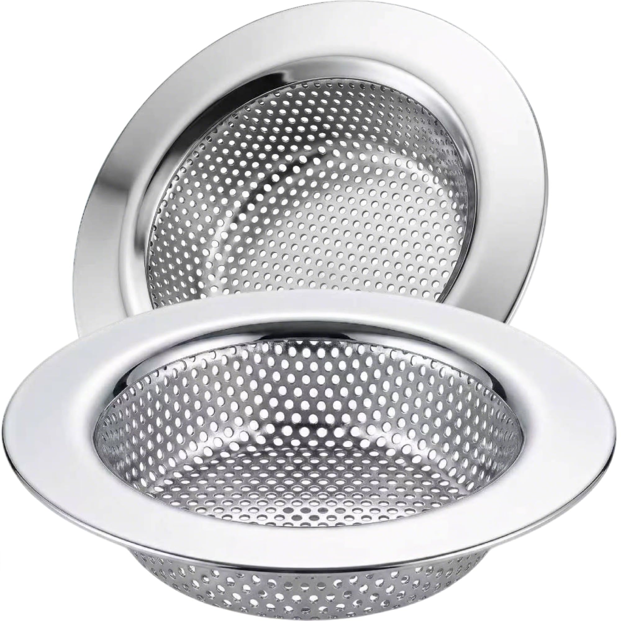 Akls Kitchen Sink Strainer Stainless Steel, Kitchen Sink Drain Strainer, Sink Strainers for Kitchen Sinks with Large Wide Rim 11.5 CM Diameter (2 Pack)