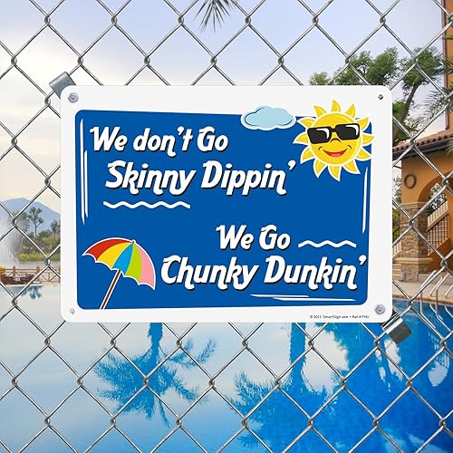 Miniatura 3 de SmartSign Letrero divertido de metal para piscina, serigrafiado de 10 x 14 pulgadas, aluminio laminado a prueba de óxido, multicolor