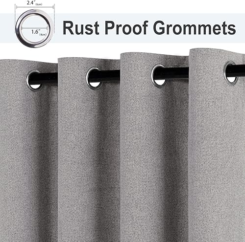 Miniatura 7 de Hiasan Cortinas opacas de lino sintético, 2 paneles con textura de arpillera, con aislamiento térmico, para oscurecer el dormitorio, ahorro de