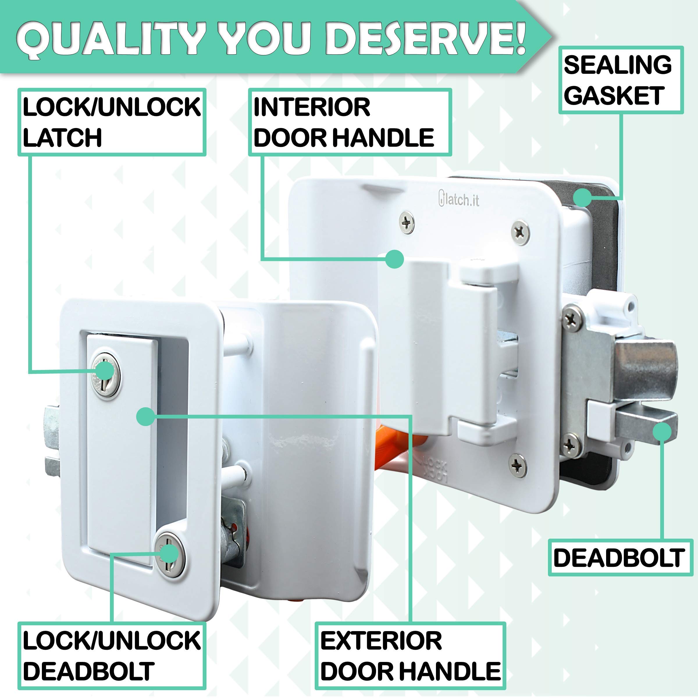 LATCH.IT White RV Door Latch RV Door Locks for Travel Trailers