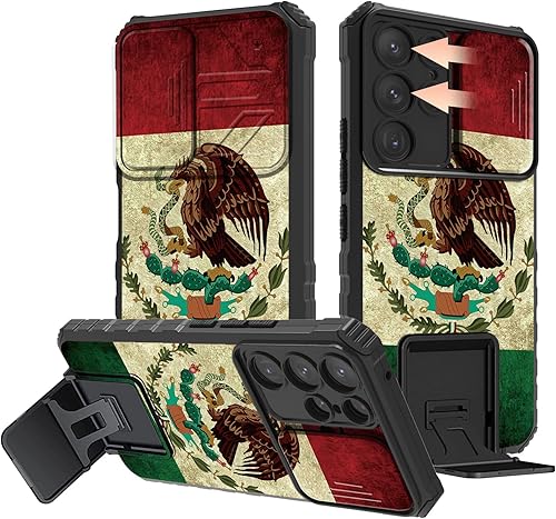 Rossy Funda para Samsung Galaxy S23 Ultra, funda para Galaxy S23 Ultra 2023 con cubierta deslizante para cámara Kickstand Dual Layer Hybrid a prueba