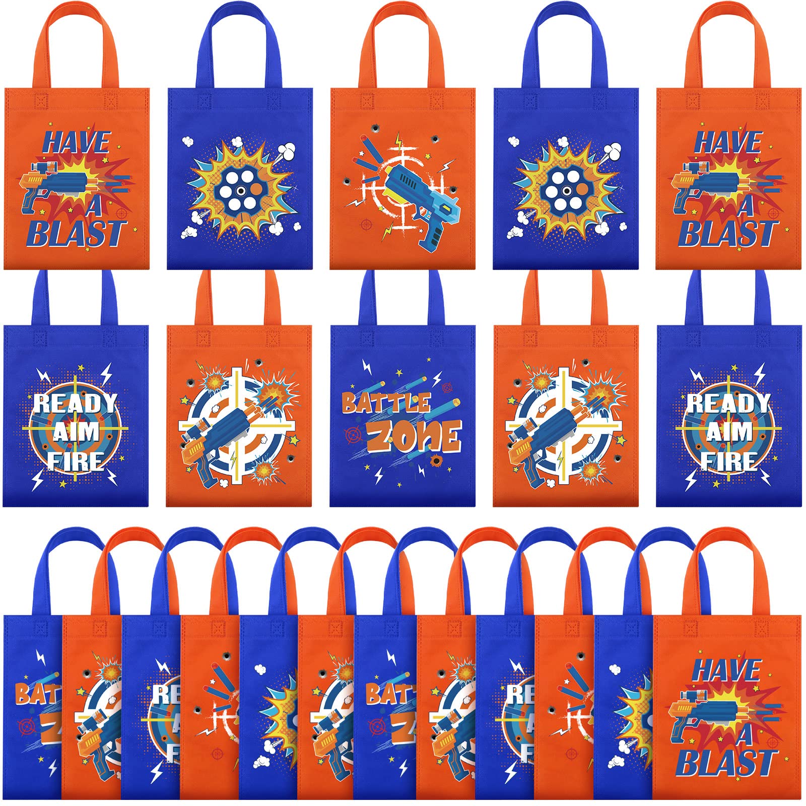 Amylove 24 Pcs Gun War Goodie Bags Gun War Theme Party Supplies Bags Game War Birthday Party Favors Non Woven Goody Reusable with Handles Bulk Kids