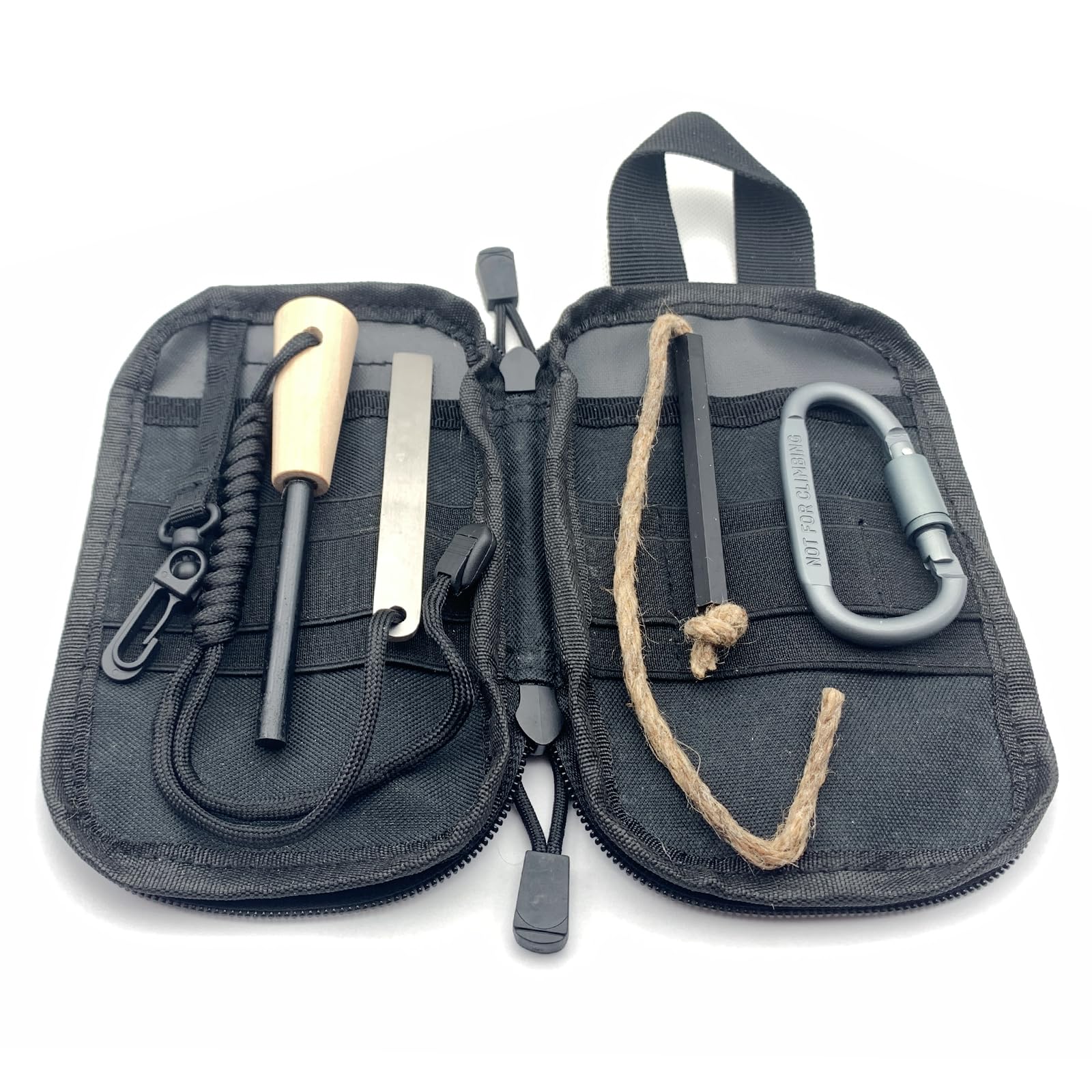 Flint and Steel Fire Starter Kit, Ferro Rods Magnesium Fire Starter Survival Tool Camping Emergency Fire Lightning Striker, Tinder Wick Rope, Multifunctional Outdoor Bag