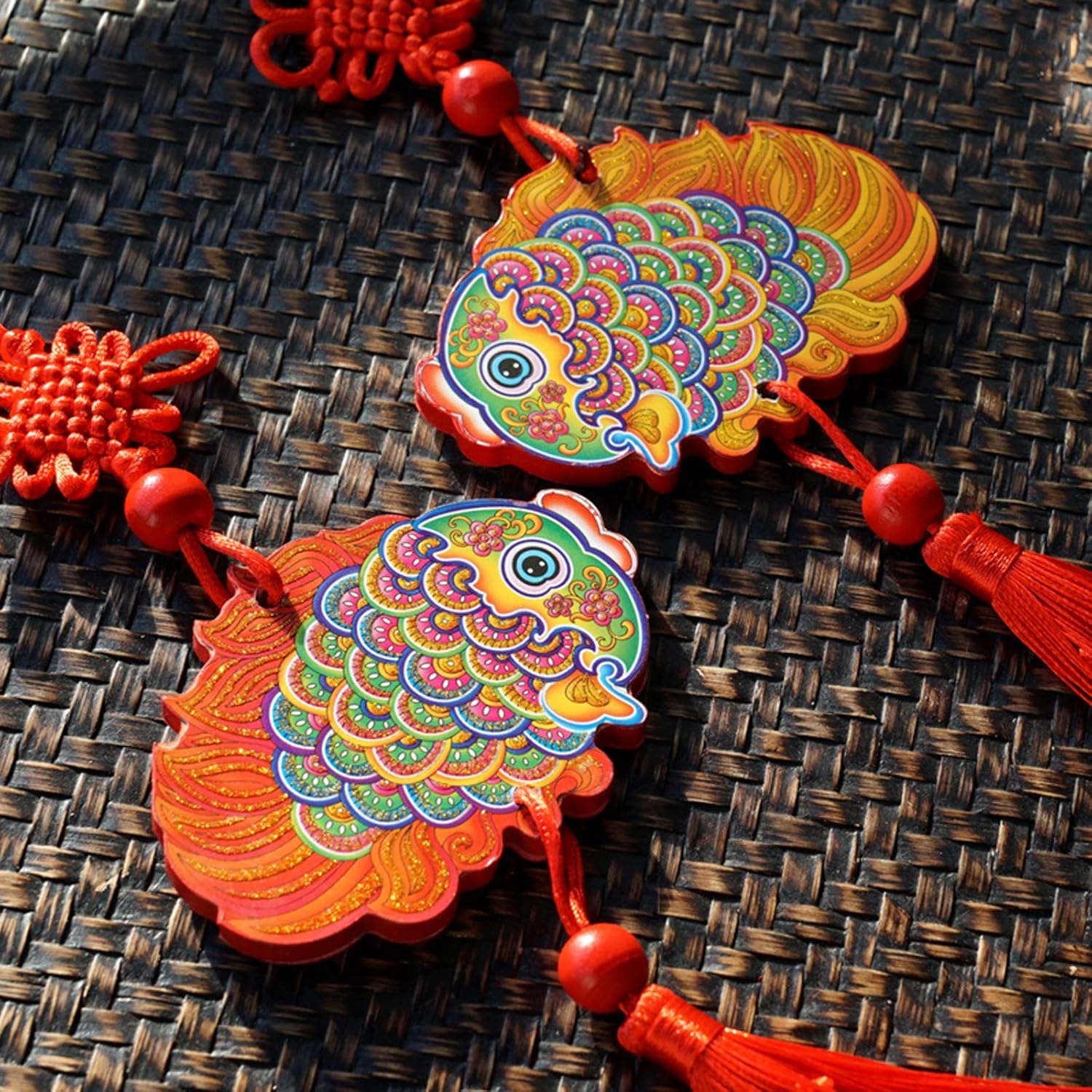 New Year's Creative red fu Fish Shape car Chinese Knot Pendant Home Decor Tassels