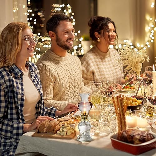 Miniatura 17 de Yexiya 6 lámparas de aceite vintage de vidrio de queroseno, lámpara rústica, cámara de queroseno transparente de aceite, huracán con mecha extra