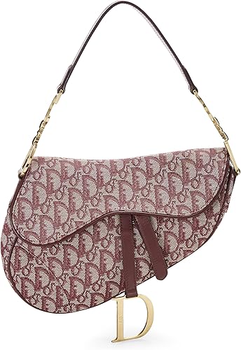 Christian Dior, Pre-loved Burgundy Trotter Canvas Saddle Bag, Burgundy