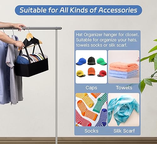 Miniatura 9 de KEETDY Organizador de zapatos sobre la puerta con 8 bolsillos profundos y colgador de sombreros para armario, color negro