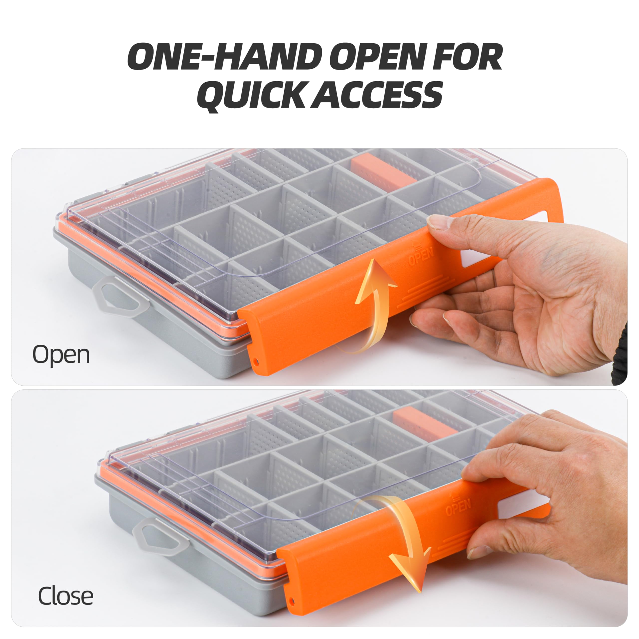 RUNCL Caja de aparejos de pesca impermeable, 2 unidades, naranja, 3600