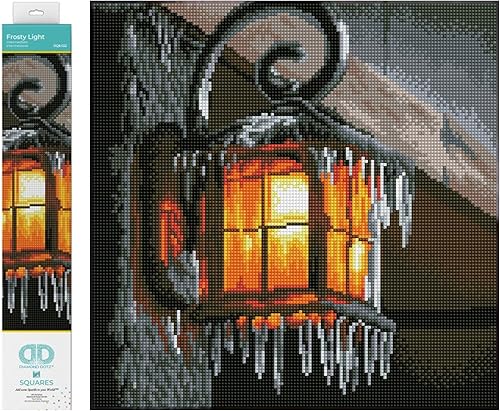 DIAMOND DOTZ Kit de pintura de diamante cuadrado con luz helada, taladro completo, 13.6 x 13.6 pulgadas