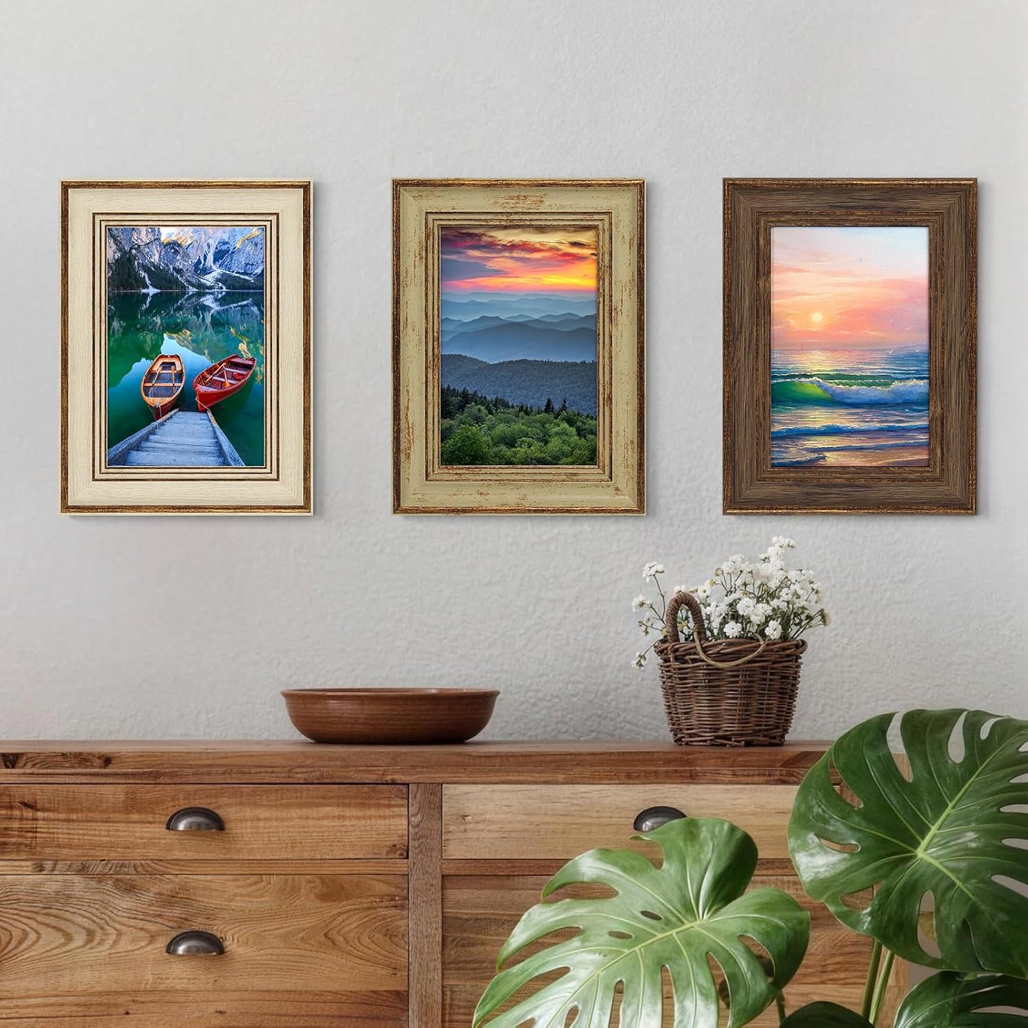 XUANLUO 3 Pack 4x6 Inch Farmhouse Rustic Picture Frame Sets Distressed Farmhouse Plastic Frame with HD plastic cover for Wall Mount or Tabletop Display - Image 4