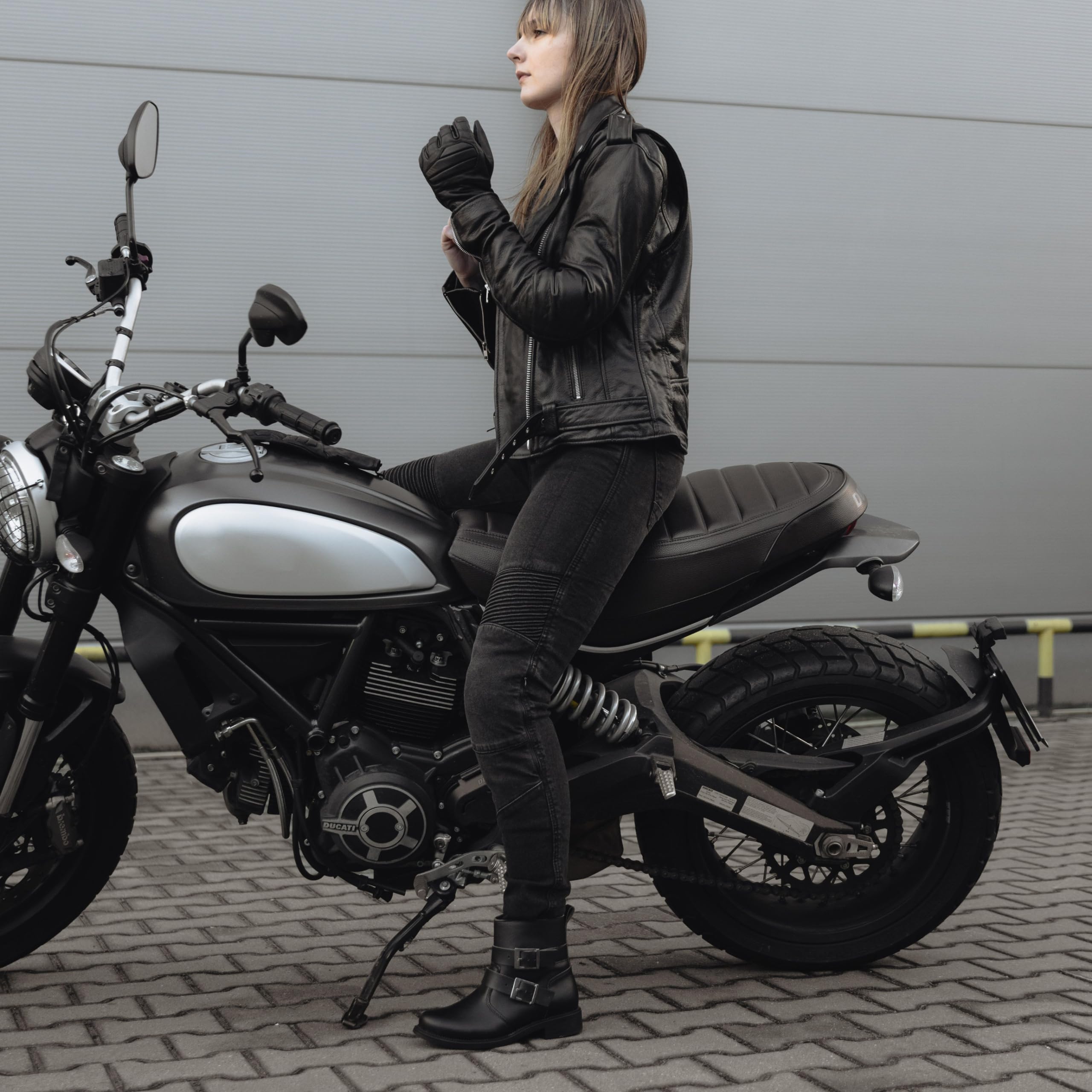 OZONE MOTO Agness II Lady Jeans de Moto Femme | Doublure en Fibre d'aramide | Protecteurs de Genou Niveau 2 | Poches pour Protecteurs Hanches et Coccyx | Slim Fit