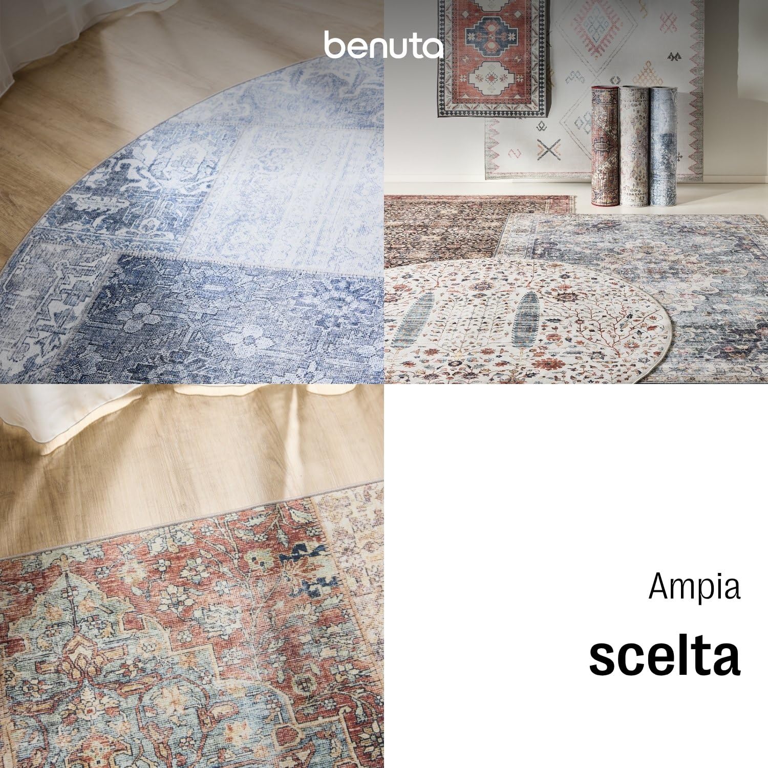benuta Basic Tappeto Salotto George - Crema/Talpa 160x230 cm - Lavabile - Fibra sintetica - Rettangolare & Stile: Vintage - Per camere da letto, sale da pranzo, soggiorni - facile da pulire