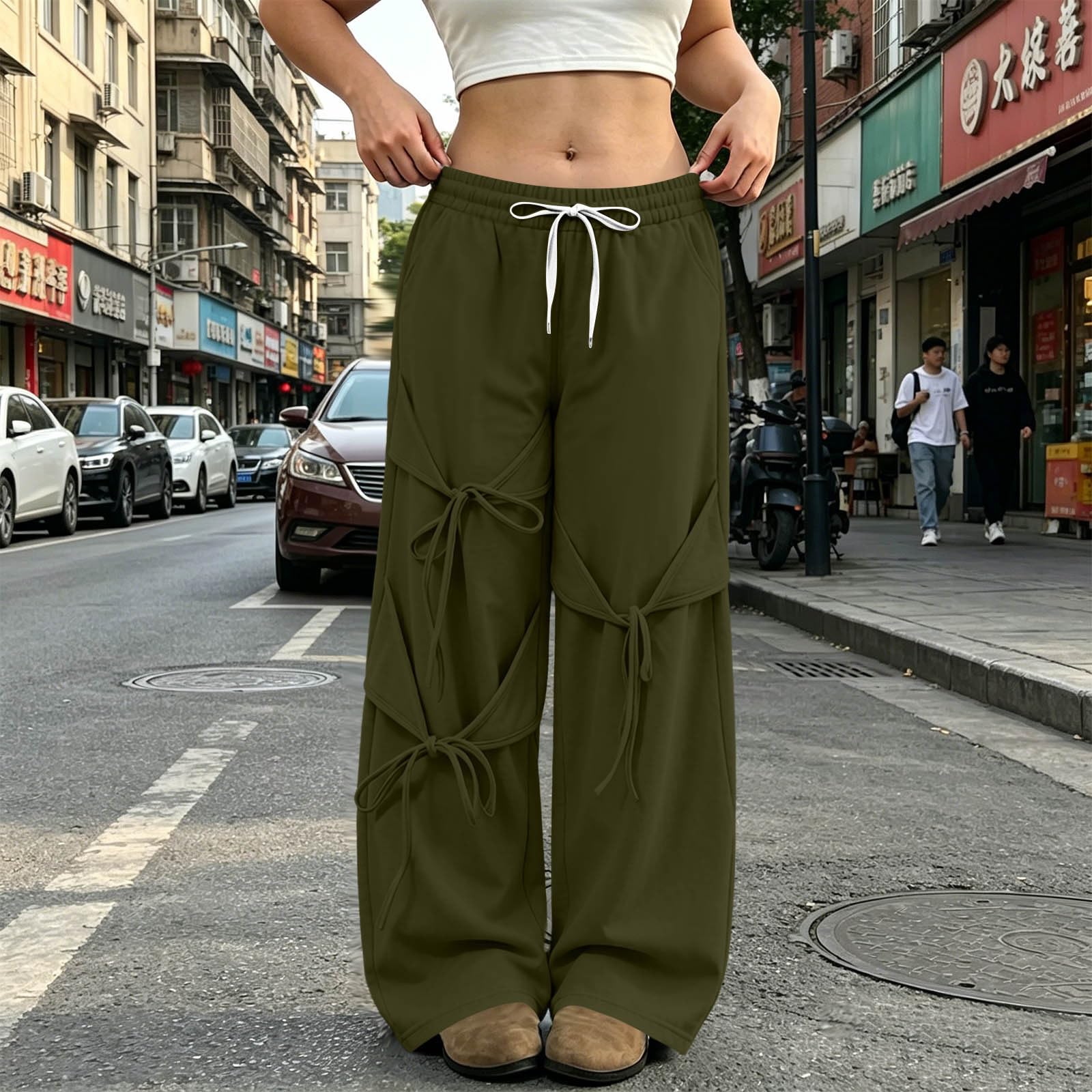 Pantaloni Tuta Donna Pantaloni a Gamba Larga con Elastico in Vita Pantalone Jogger con Coulisse Comodi Pantlone Cotone Morbidi Casual Pant Baggy Tinta Unita Pants Lunghi per Jogging Fitness Sport