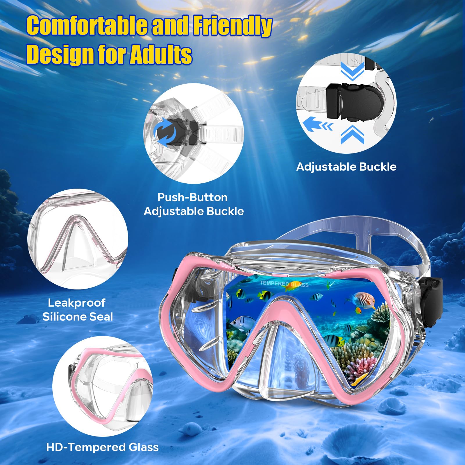 Juego de esnórquel seco, visión panorámica amplia, máscara de buceo antivaho, equipo de esnórquel profesional