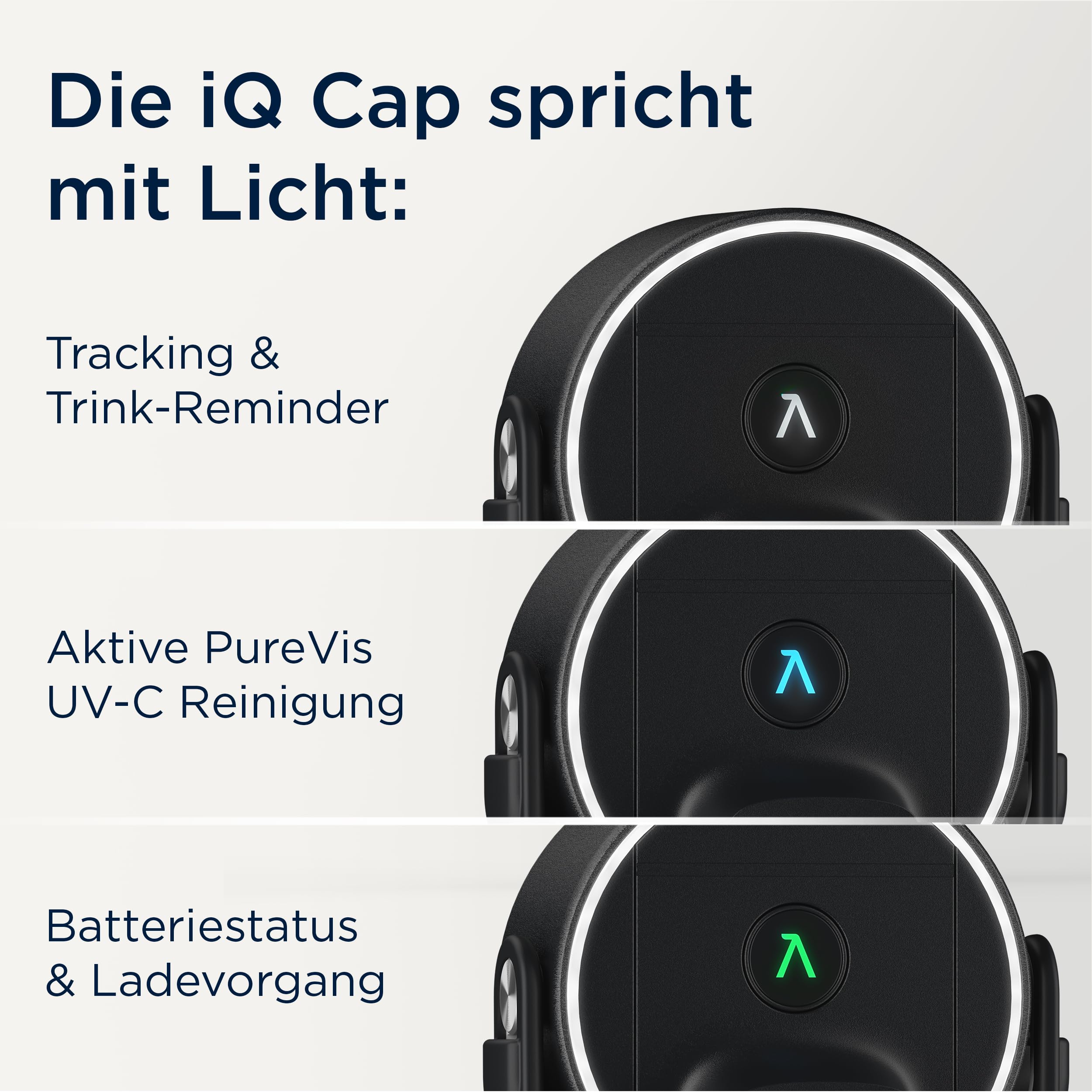 BRITA LARQ iQ Digitale Filter Trinkflasche weiß (680 ml) inkl. Hydration Tracking (App), Aktivkohle Wasserfilter & UV-C – neutralisiert 99,99% Bakterien & filtert Mikroverunreinigungen, PFAS & mehr