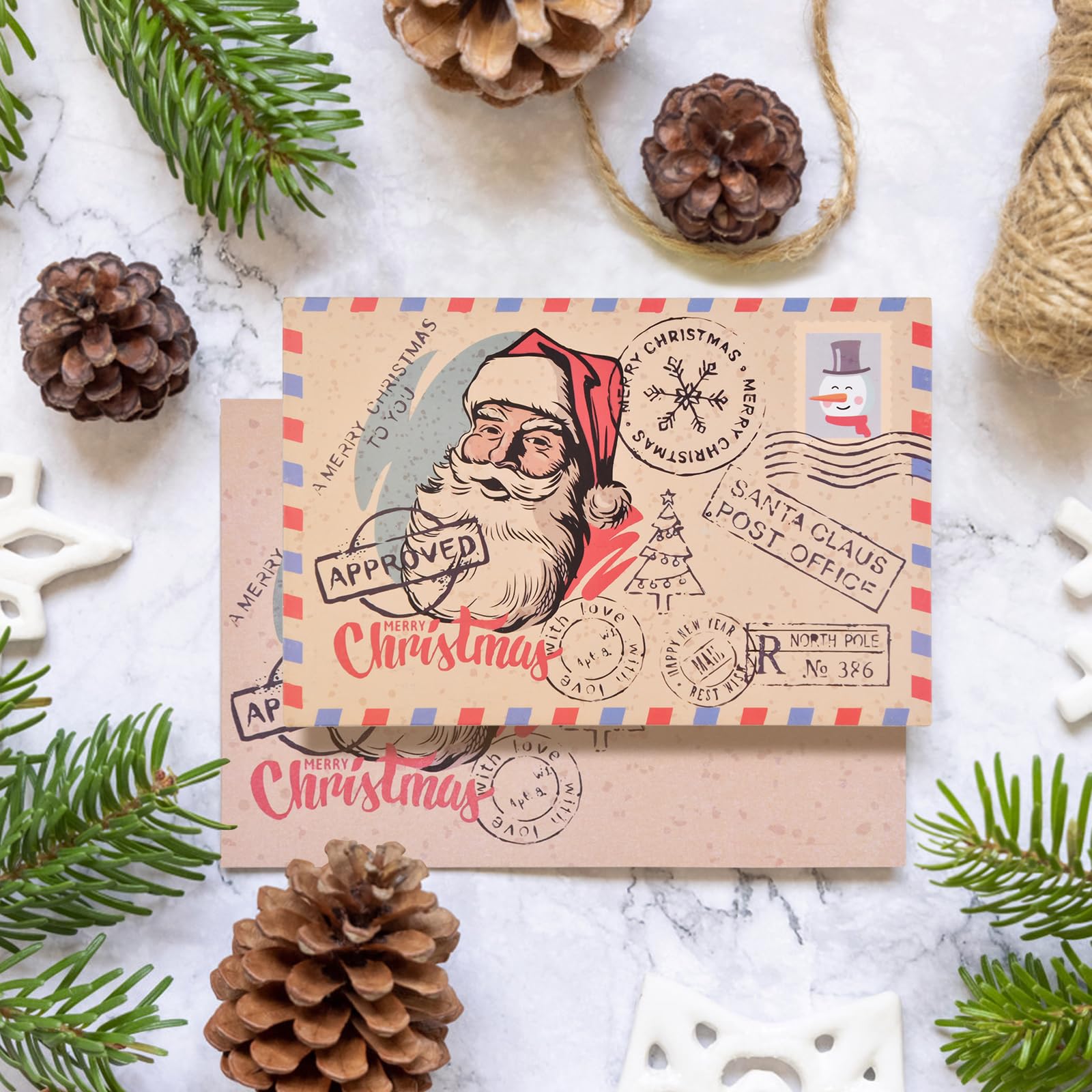 Cartoline Di Natale Con Buste Kraft: Set Da 16 Biglietti 15x10 Cm In Cartone Ispessito, Design Natalizio Con Elementi Festivi, Perfetti Per Auguri A Famiglia E Colleghi! - 3