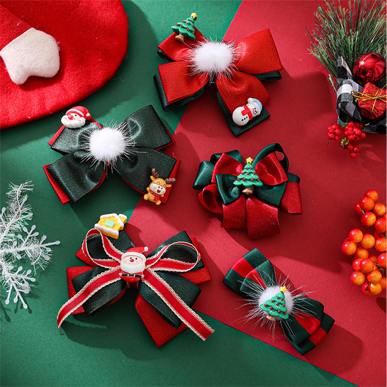 JuDanzy Haarspange Mit Weihnachtsschleife – Festliche Deko Für Kinderhaar | Mit Krokodilklemme, Ca. 11,4 Cm