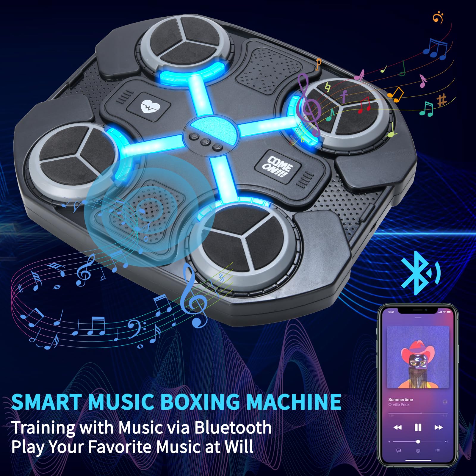 Music Boxing Machine mit Boxhandschuhen für Kinder, Boxmaschine mit Musik, Musikalische Boxmaschine zur Wandmontage mit Bluetooth & LED-Licht, USB-Aufladung