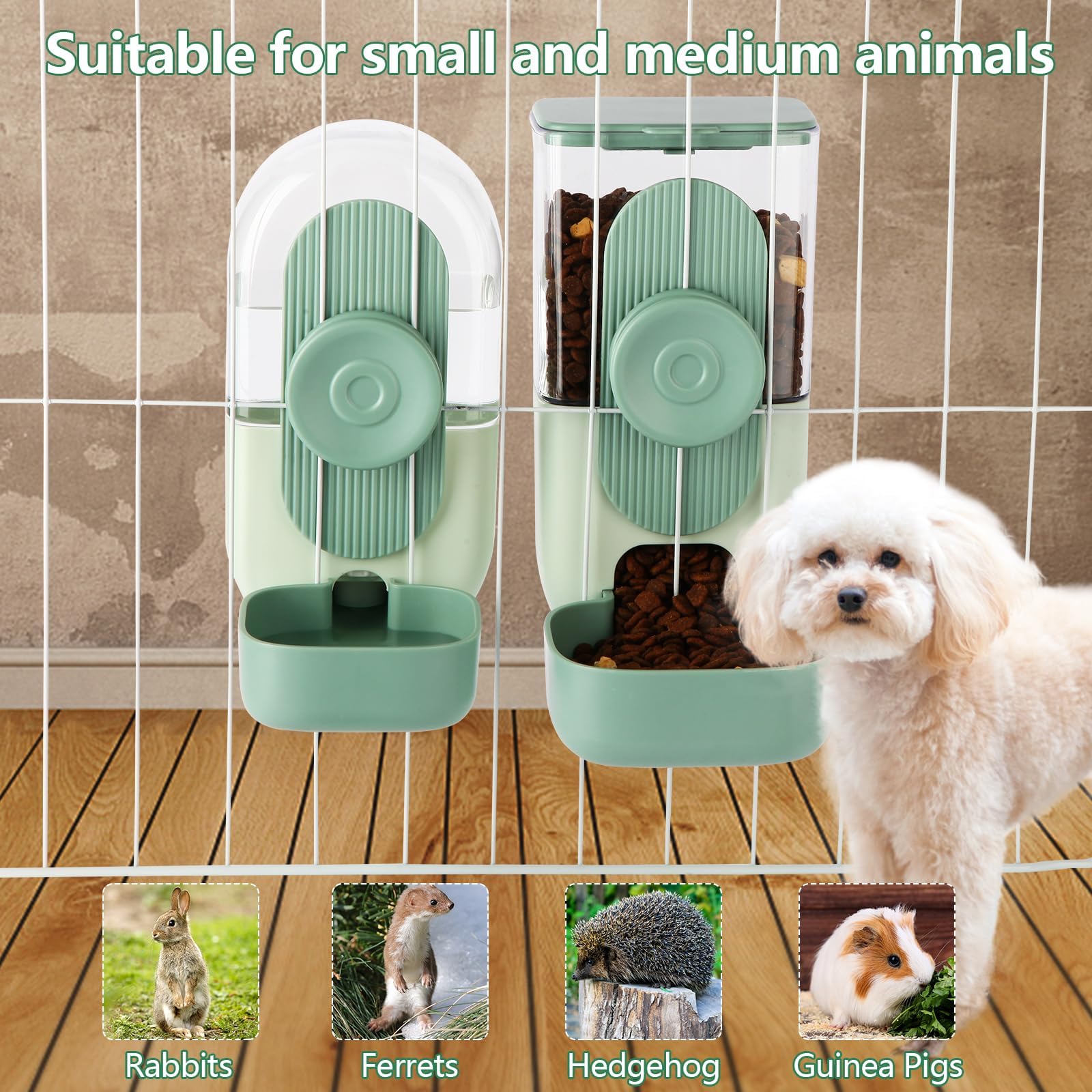 Automatischer Futterspender zum Aufhängen, Schwerkraft-Kaninchen-Futterspender und Wasserspender-Set, Käfig, Katzenfutter und Wasserspender, Futternapf für Hasen, Chinchilla, Igel, Frettchen