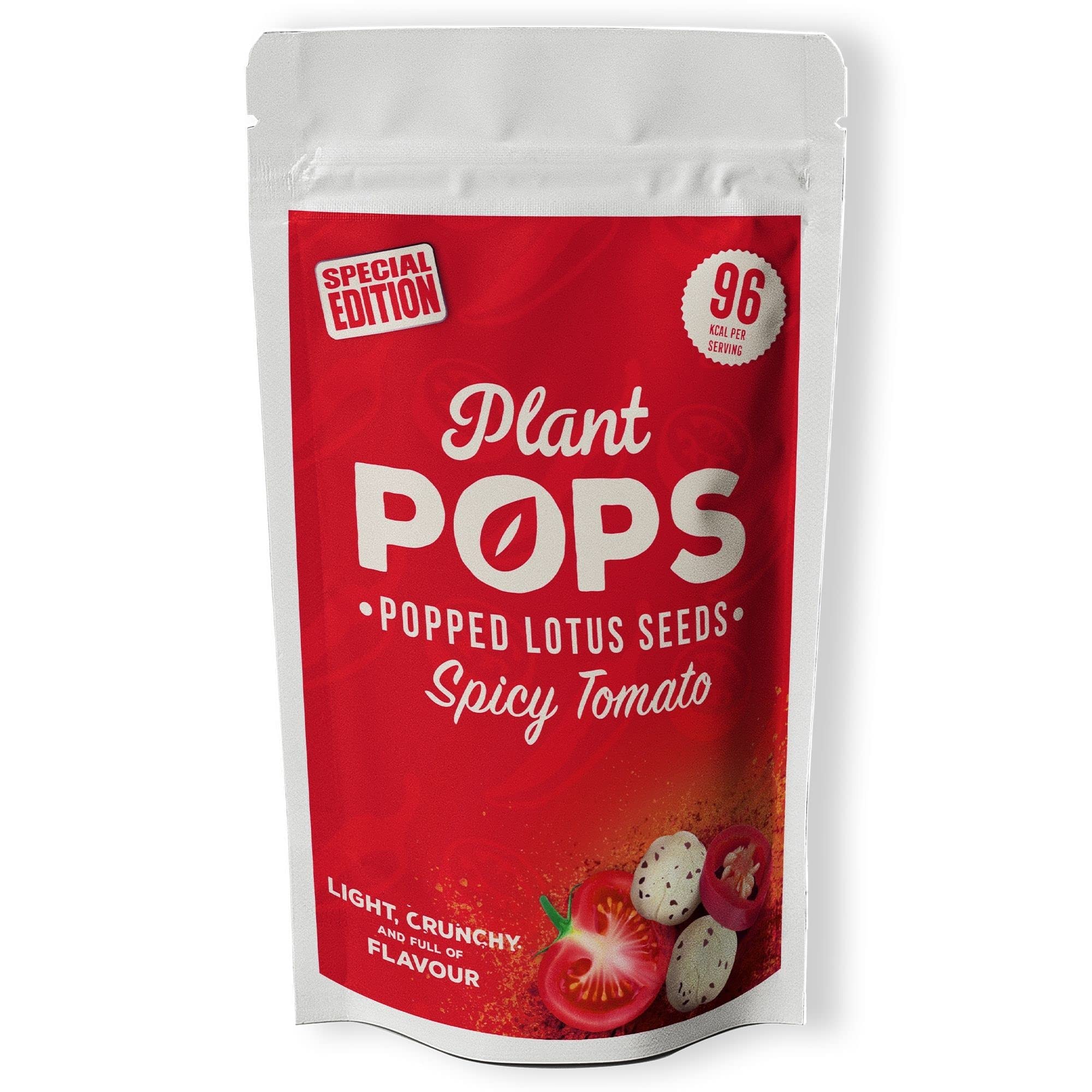 Plant Pops Vegan, Gluten Free & Low Calorie Smoked Chilli Popped Lotus Seed Bites Sharing Bag Multipack Snacks (3 Pack x 70g). A Healthy, Plant-Based Protein Snack, Sustainably Grown, 97 KCAL/Bag