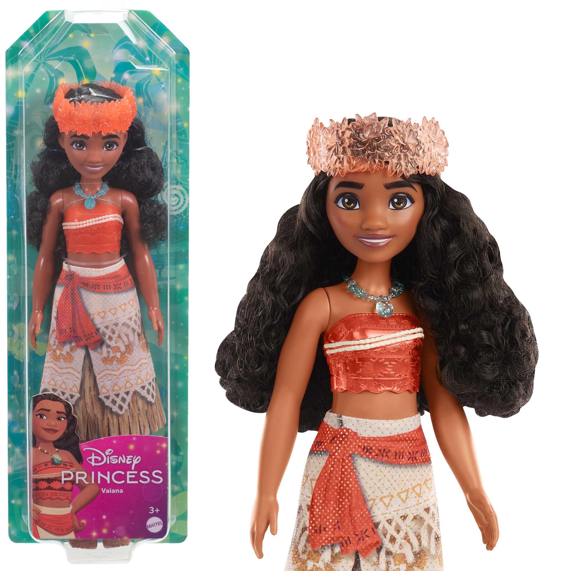 Mattel Disney Princess - Vaiana bambola con capi e accessori scintillanti ispirati al film, giocattolo per bambini, 3+ Anni, HPG68