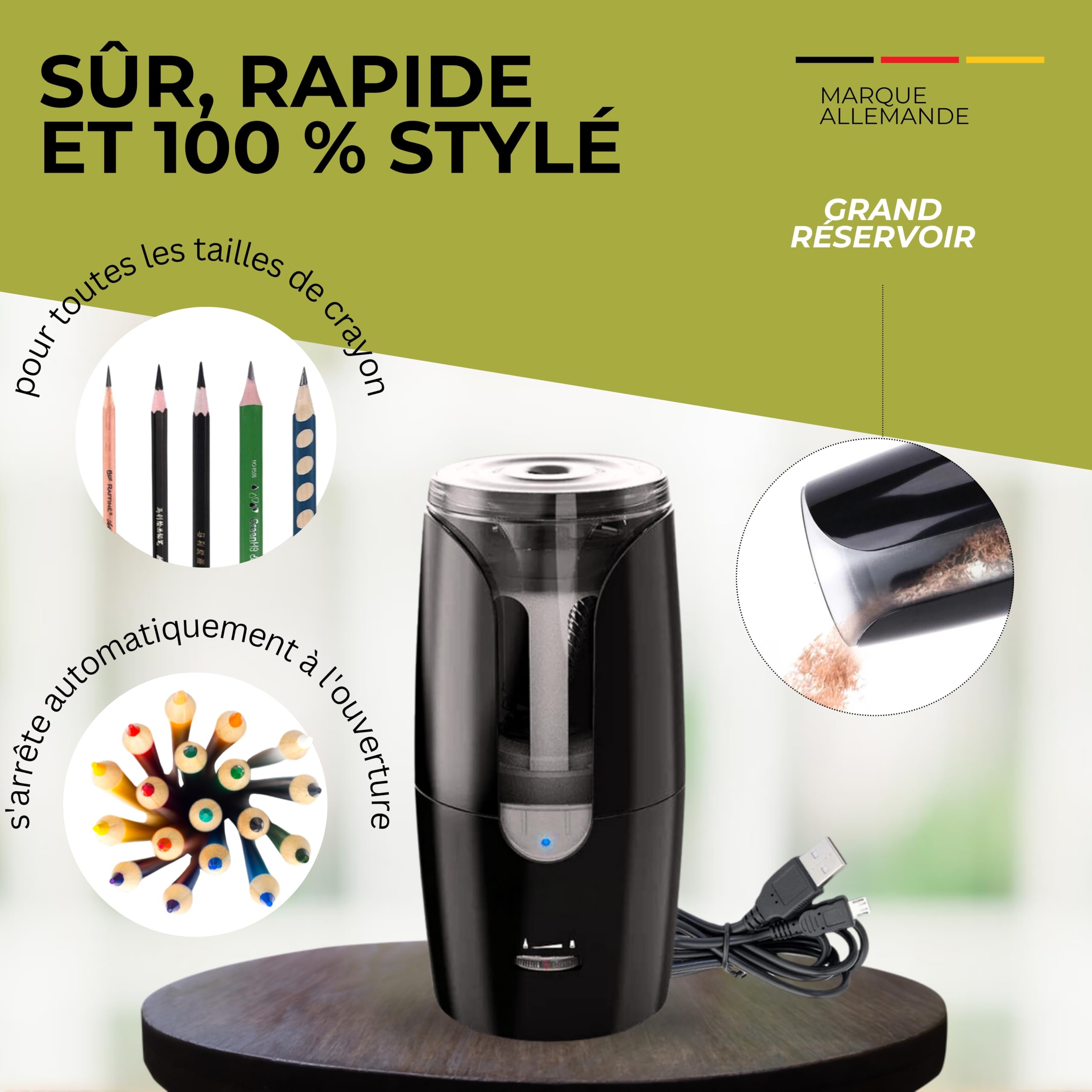 Notre taille crayon électrique et beau taille crayon automatique pour école