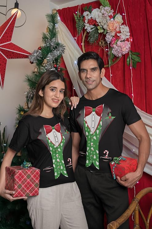 shop4ever Tuxedo Christmas Costume Tree Vest T-Shirt Holiday Xmas Shirts