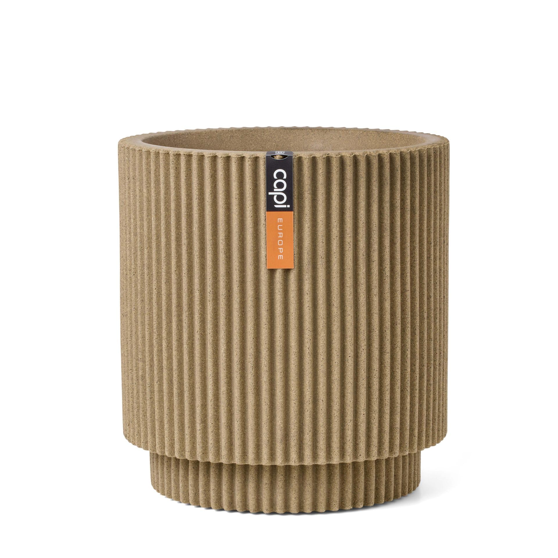 Capi Europe Groove - Beige - Vase Cylinder Groove Nl - 41X43 - Beige - Opening Ø36 - Pot For Indoor And Outdoor Use - Shatterproof - 100% Recyclable - Kgvbe883