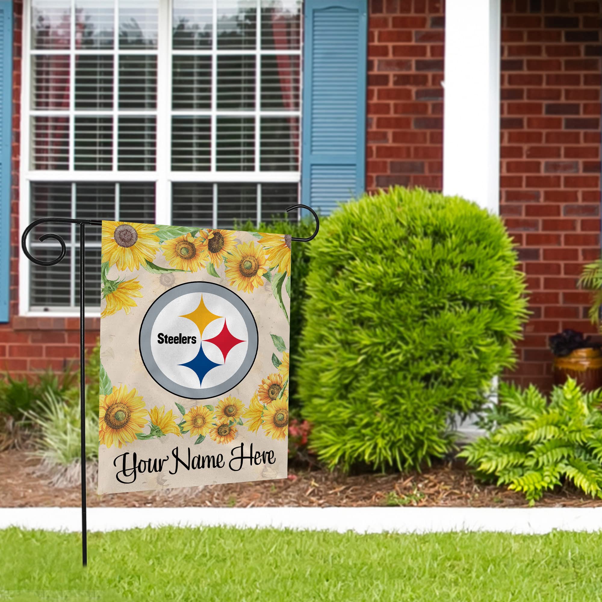 Rico Industries NFL Football Pittsburgh Steelers Sunflower Spring Personalized Garden Flag