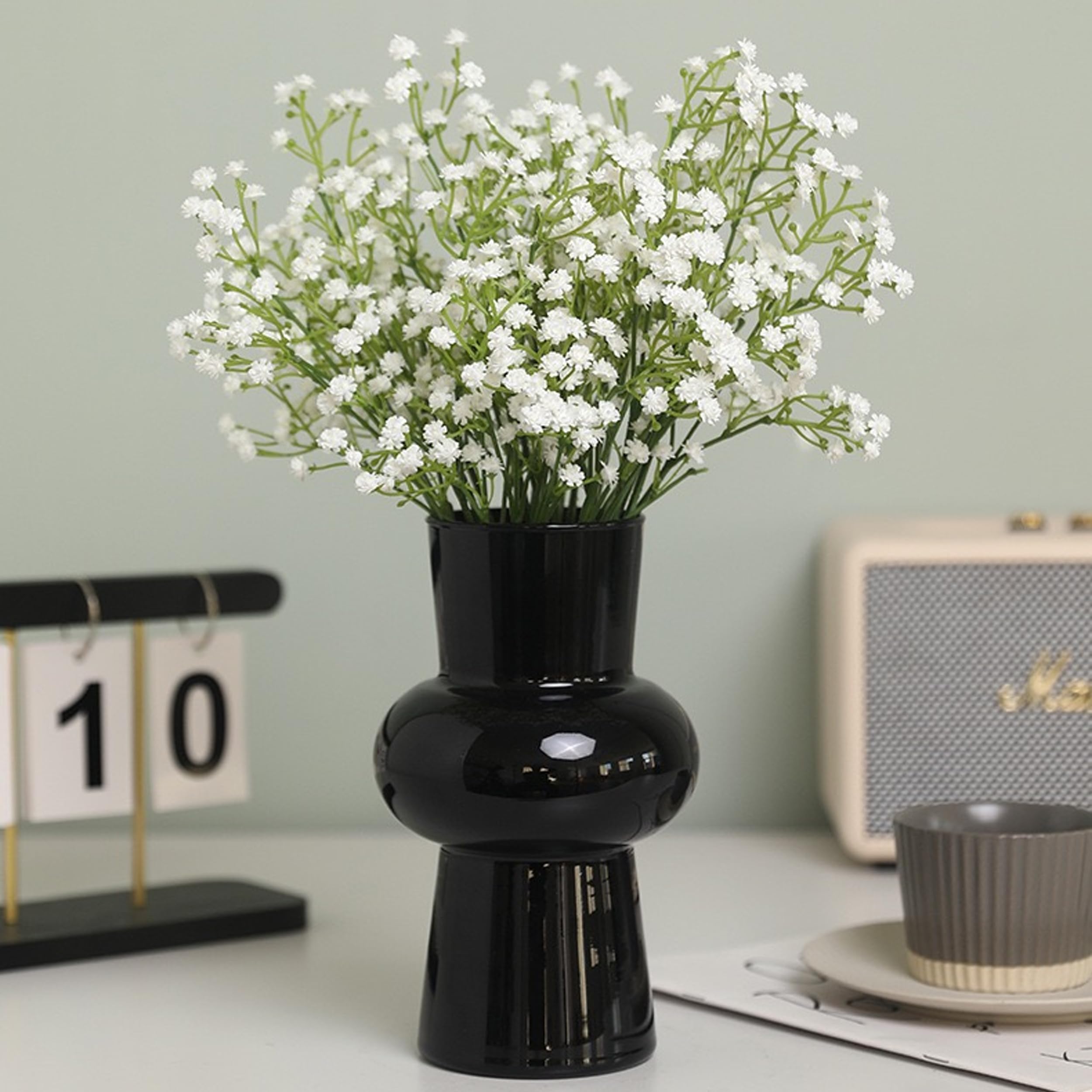 huaao Gypsophila Kunstbloemen, 7 stuks, wit, Gypsophila, kunstbloemen, kunstplanten, doe-het-zelf voor bruiloft, bruidsboeket, bloemstuk, hotel, woonkamer, feestdecoratie