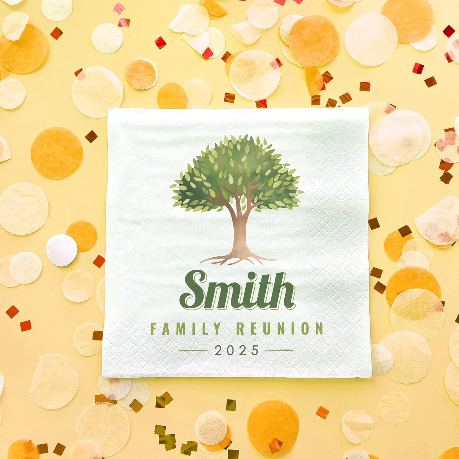 Big Dot of Happiness Personalized Family Reunion Napkins, Custom Family Tree Gathering Party Decor, White 3-Ply Paper Luncheon Napkins - 150 Count