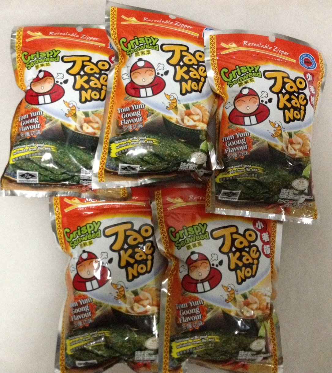 Tao Kae Noi japonaise Crispy algues, Tomyum Goong (0,7 X 5 paquets)